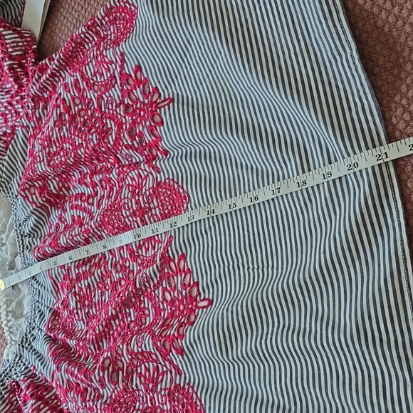 Fever Striped Pink Embroidered Women's Top - Picture 10 of 11